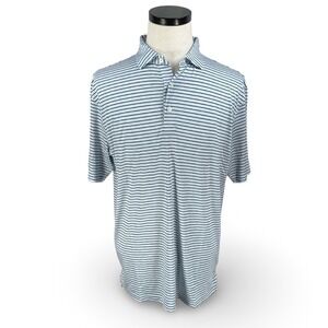 Tasc Performance Cloud Polo Brookline Stripe Iceberg Navy Blue Mens Large New